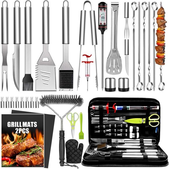 34Pcs Grill Accessories Grilling Gifts for Men 16 Inches Heavy Duty BBQ Accesso